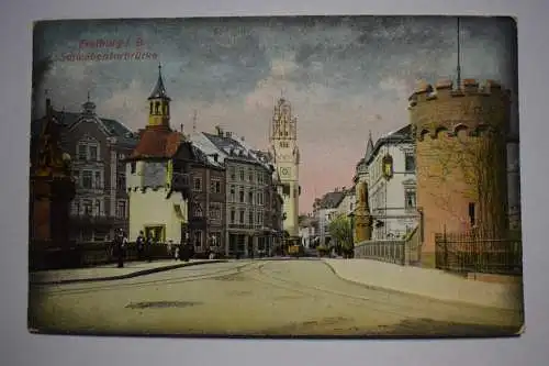 Ak Freiburg i. B., Schwabentorbrücke, Prägekarte, um 1910 nicht gelaufen