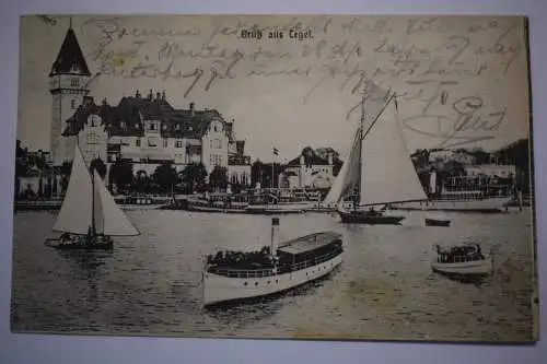 AK Gruß aus Tegel,  Strandschloss,  1909 gelaufen