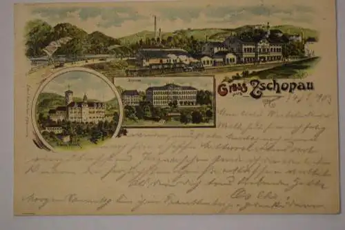 Ak Gruss aus Zschopau, 1903 gelaufen