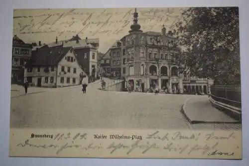 Ak Sonneberg, Kaiser Wilhelm Platz, Haus Hans Sidow, 1901 gelaufen