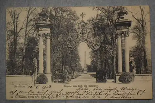 Ak Potsdam Eingang zum Park von Sanssouci,   1903 gelaufen