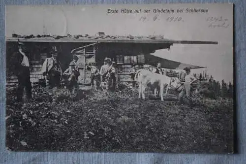 Ak Erste Hütte auf der Gindelalm bei Schliersee,  1915 gelaufen