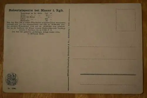 Ak Bobertalsperre Mauer i. Rgb. mit Elektrizitätswerk, um 1925 nicht gelaufen