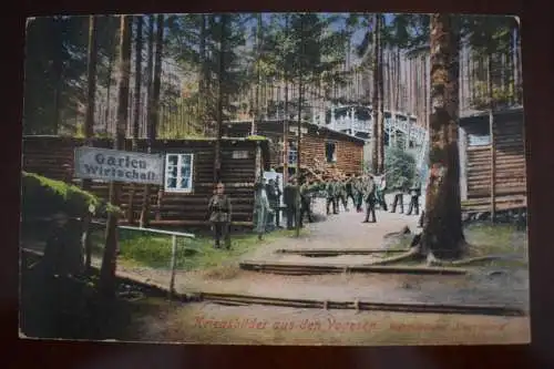 Ak Kriegsbilder Vogesen, Ruhestellung Engelsberg, Gartenwirtschaft, um 1915 