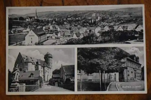 Ak Rimpar, Totale, Schloß, Gasthaus und Metzgerei zum Lamm v. Keppner, 1942 gel.