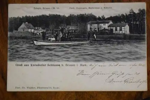 Ak Gruß aus Kersdorfer Schleusse b. Briesen i. Mark, Restaurant Zur Kanone 1905 