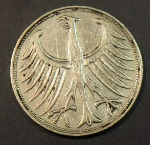 Deutschland 5 Mark 1951 G Silberadler BRD DM Silber, guter Zustand