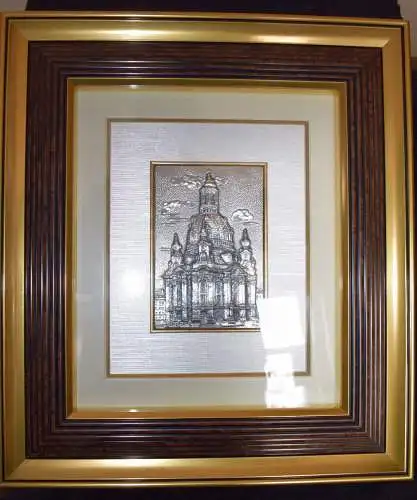 Bild Frauenkirche Dresden, Silber 925-er, 44cm x 38cm, RS & HS 1997, Top Zustand