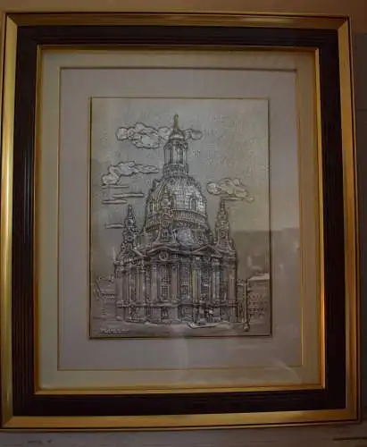 Bild Frauenkirche Dresden, Silber 925-er, 70cm x 60cm, RS & HS 1997, Top Zustand