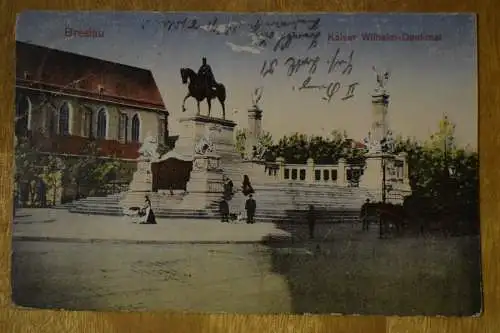 Ak Breslau, Kaiser-Wilhelm-Denkmal, 1915 gelaufen