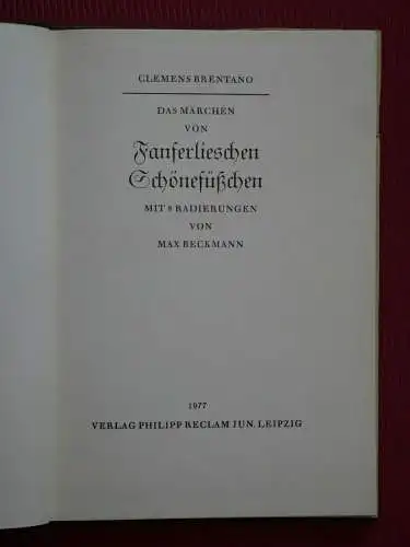 Brentano, Clemens: Das Märchen von Fanferlieschen Schönefüßchen