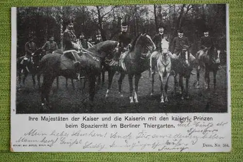 Ak Der Kaiser und die Kaiserin mit den kaiserl. Prinzen im Berliner Thiergarten