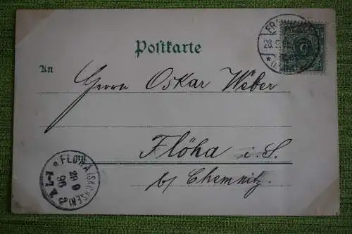 Ak Gruss aus Frankfurt, 1896 gelaufen, Kaiser Wilhelm, Opernhaus, Goethe