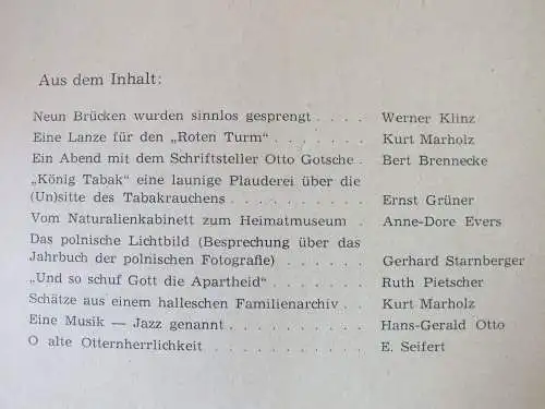 Hallesches Monatsheft 1962, 9 Stück guter Zustand Neuss, Marholz, Schulze-Galera