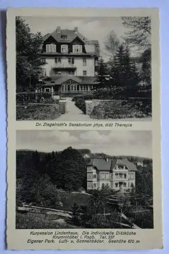 Ak Dr. Ziegenroth´s Sanatorium, Kurpension Lindenhaus, Krummhübel, um 1940