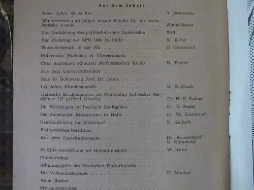 Hallesches Monatsheft 1958, 12 Stück guter Zustand Neuss Marholz, Schulze-Galera