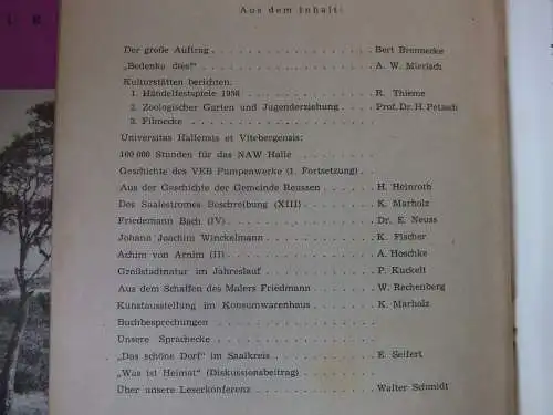 Hallesches Monatsheft 1958, 12 Stück guter Zustand Neuss Marholz, Schulze-Galera