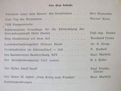 Hallesches Monatsheft 1958, 12 Stück guter Zustand Neuss Marholz, Schulze-Galera