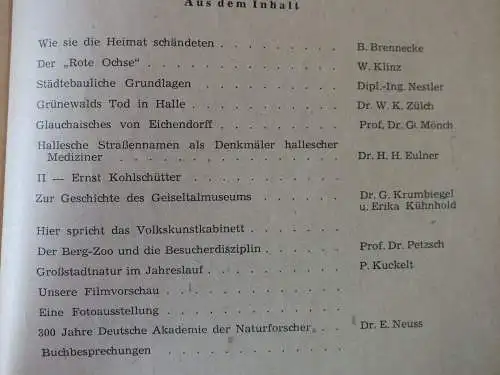 Hallesches Monatsheft 1958, 12 Stück guter Zustand Neuss Marholz, Schulze-Galera