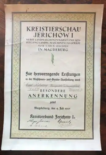 Kreistierschau Jerichow I, 1925 in Magdeburg, L. Maschinen, Brüning Wernigerode 