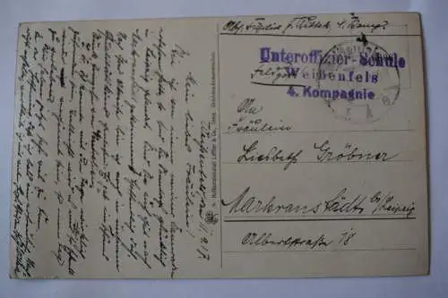 Ak Weissenfels, Hirsemannplatz, 1917 gelaufen, Unteroffizier-schule Weißenfels