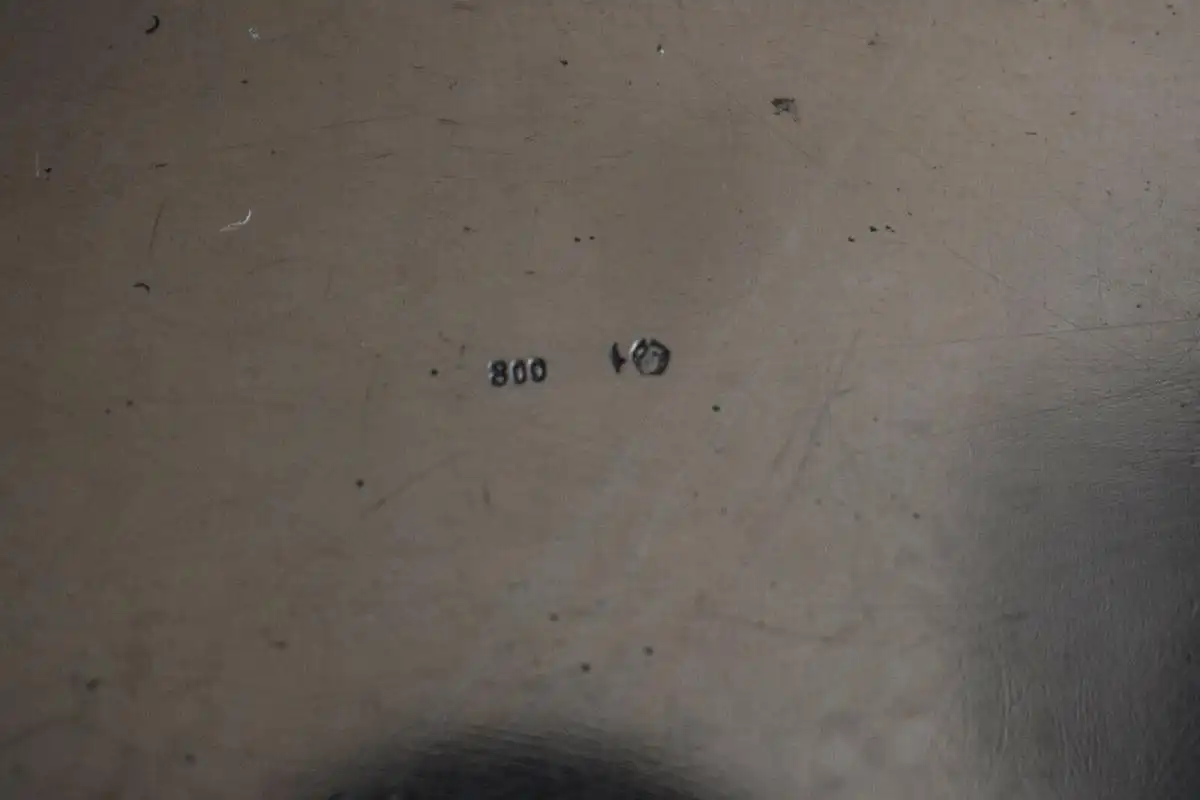 Schöne große Silberschale, 800 Silber Halbmond Krone, 470g, kleine Puttis, Rosen 4