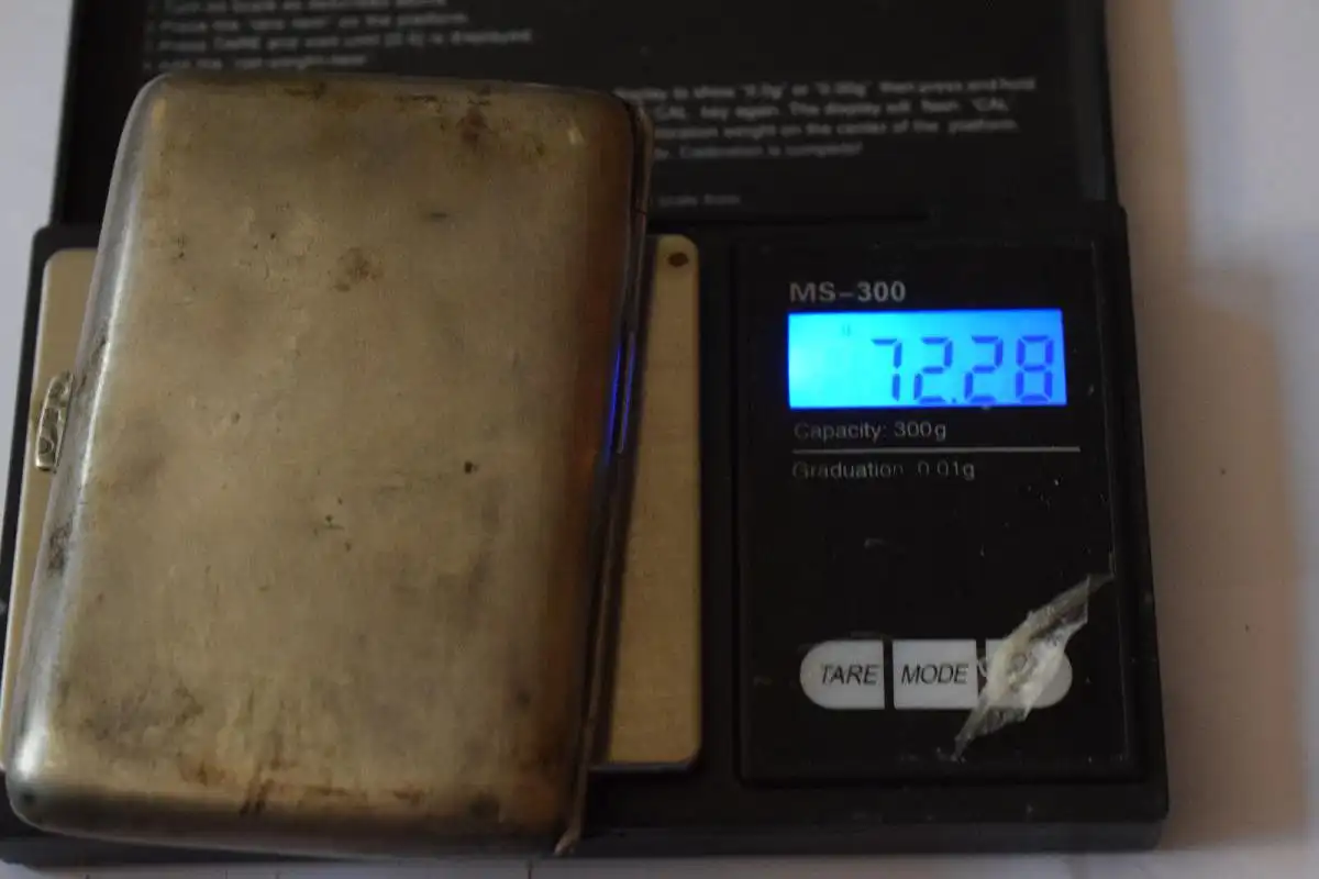 Alte Zigarettendose mit Initialien AG, 800 Silber , 72g 2