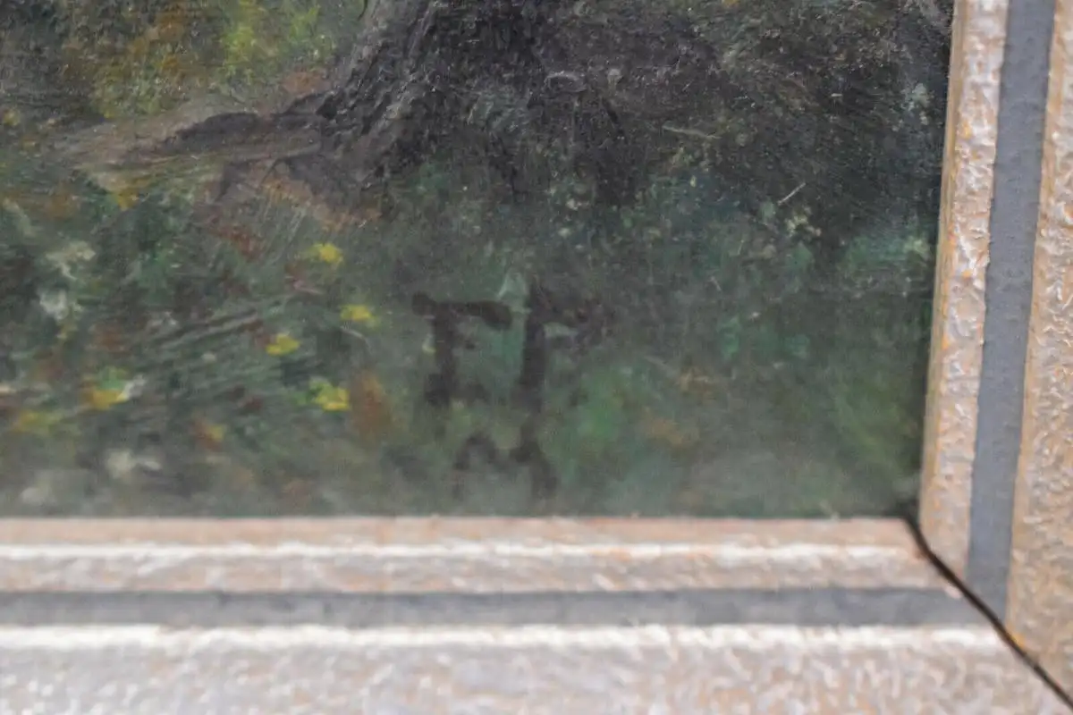 Schönes Ölgemälde Loisachtal mit Zugspitzgruppe, Monogrammist, Top Zustand 3