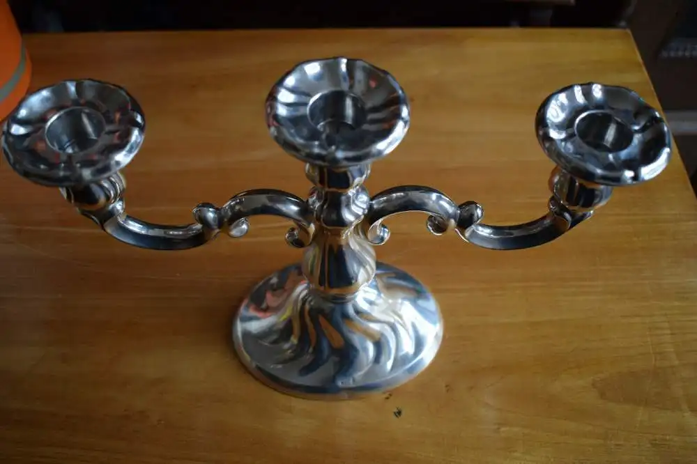 Schöner Kerzenständer, Kandelaber, für 3 Kerzen, 800 Silber Halbmond Krone, 650g 0