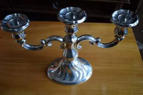 Schöner Kerzenständer, Kandelaber, für 3 Kerzen, 800 Silber Halbmond Krone, 650g