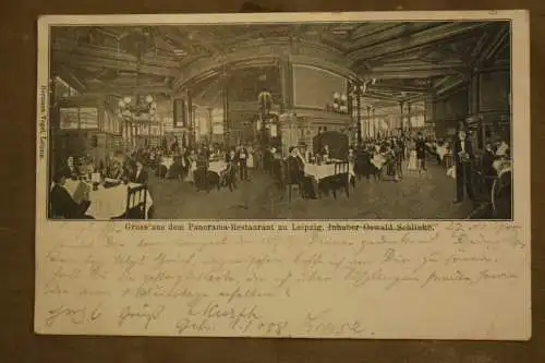 Ak Gruss aus dem Panorama-Restaurant zu Leipzig, Inhaber Oswald Schlinke um 1900