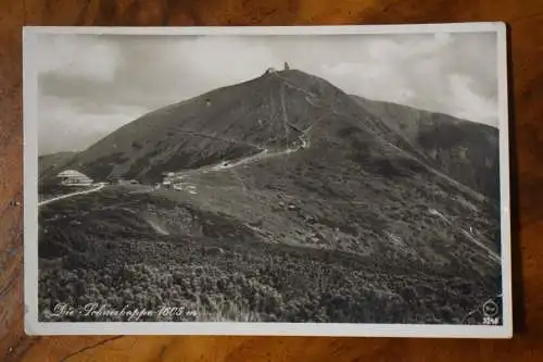 AK Riesengebirge Die Schneekoppe, Schlesierhaus und Riesenbaude, 1934 gelaufen