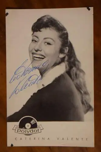 Autogrammkarte Polydor Caterina Valente mit original Unterschrift, top