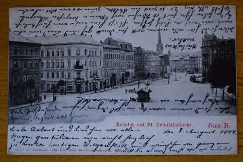 AK Gera - R., Roßplatz mit St. Trinitatiskirche,  um 1904 gelaufen