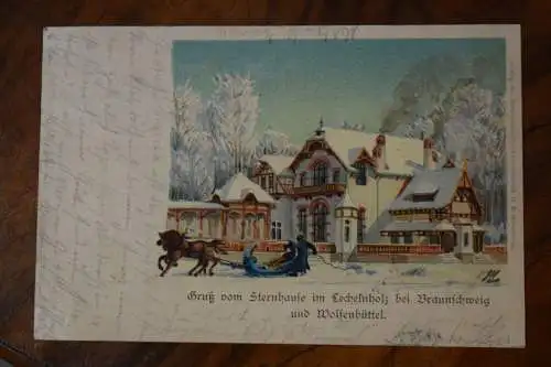 Ak Gruss vom Sternhause im Lechelnholz  bei Braunschweig, 1899 gel., Winterkarte