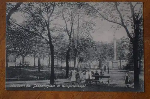 Ak Werdau. Sa., Johannisplatz m. Kriegerdenkmal, um 1916 gelaufen