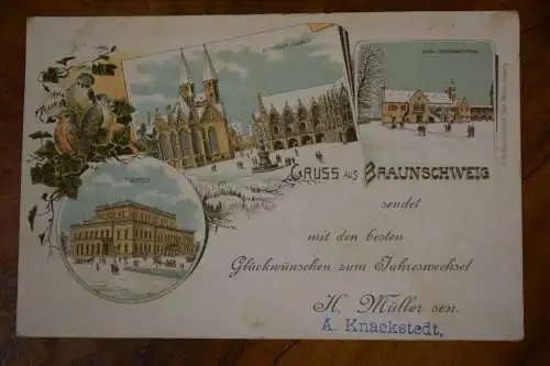 Ak Gruss aus Braunschweig, Winterkarte Litho, um 1905 gelaufen