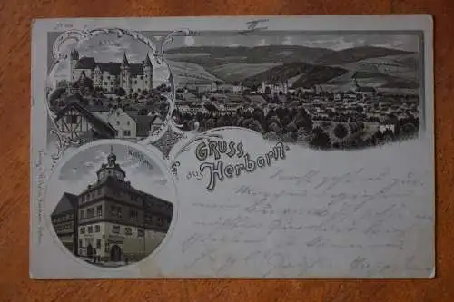 Ak Gruss aus Herborn, Schloss, Kathol. Kirche, total, um 1899 gelaufen