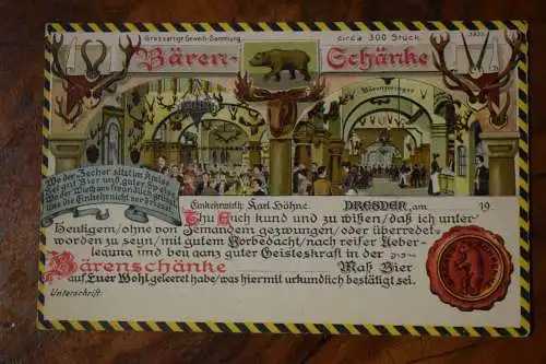 Ak Bären-Schänke, Dresden,   1918 gelaufen