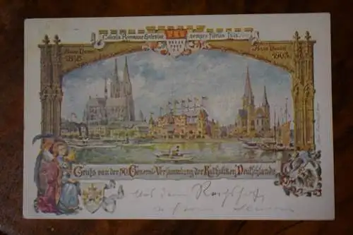 Ak Gruss von der 50. General-Versammlung der Katholiken Deutschlands, 1903 gel.