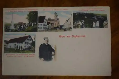 Ak Gruss aus Stephansried, Kneippdenkmal, Absteigehaus, Abteikirche, 1900 n gel.