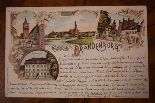 Ak Gruss aus Brandenburg 1899 gel. Gymnasium, Rathenowerthor, Dom, Münzenstrasse