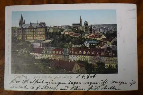 Ak Teplitz, Blick von der Stephanshöhe, 1901 gelaufen