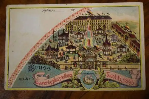 Ak Teplitz, Gruss aus der Gewerbeausstellung Teplitz 1895, nicht gelaufen