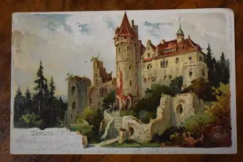 Ak Teplitz, Schlossberg, 1902 gelaufen