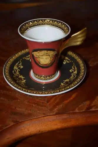 Espressotasse mit Untertasse Versace für Rosenthal, Medusa 8cm hoch