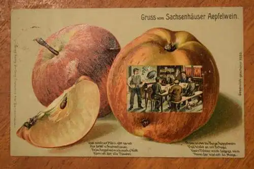 Ak Gruss vom Sachsenhäuser Aepfelwein 1906 gelaufen