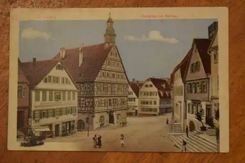 Ak Backnang, Marktplatz mit Rathaus, 1914 gelaufen