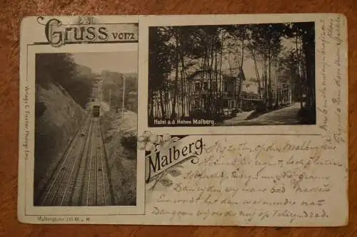 Ak Gruss vom Malberg, Malbergbahn, Hotel a.d. Hohen Malberg, 1900 gelaufen