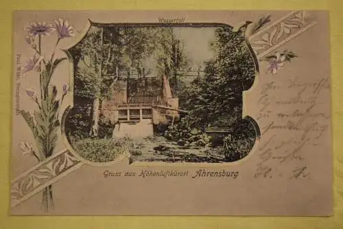 Ak Gruss aus Höhenluftkurort Ahrensburg, Wasserfall, 1913 gelaufen